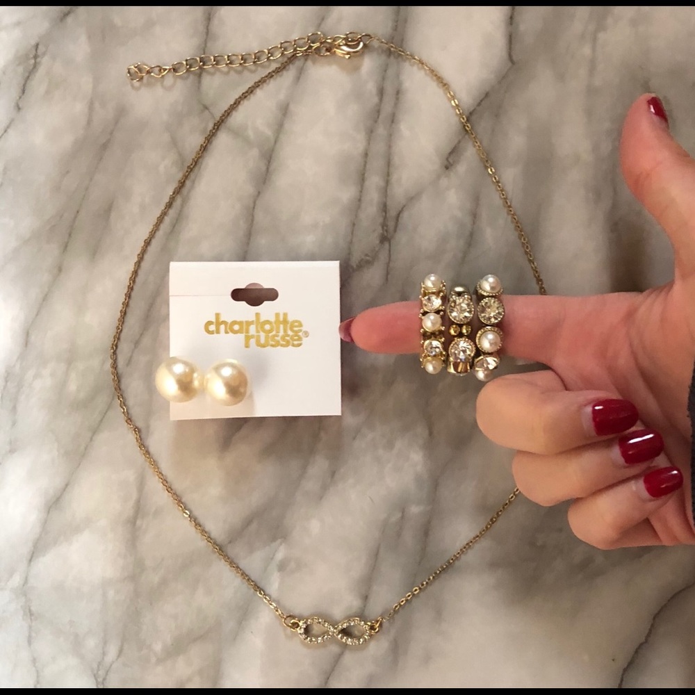 Gold and pearl costume jewelry set